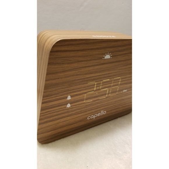 Capello Modern Mantle Clock Dual Alarm Woodgrain Finish LED Display NOB - Picture 2 of 6